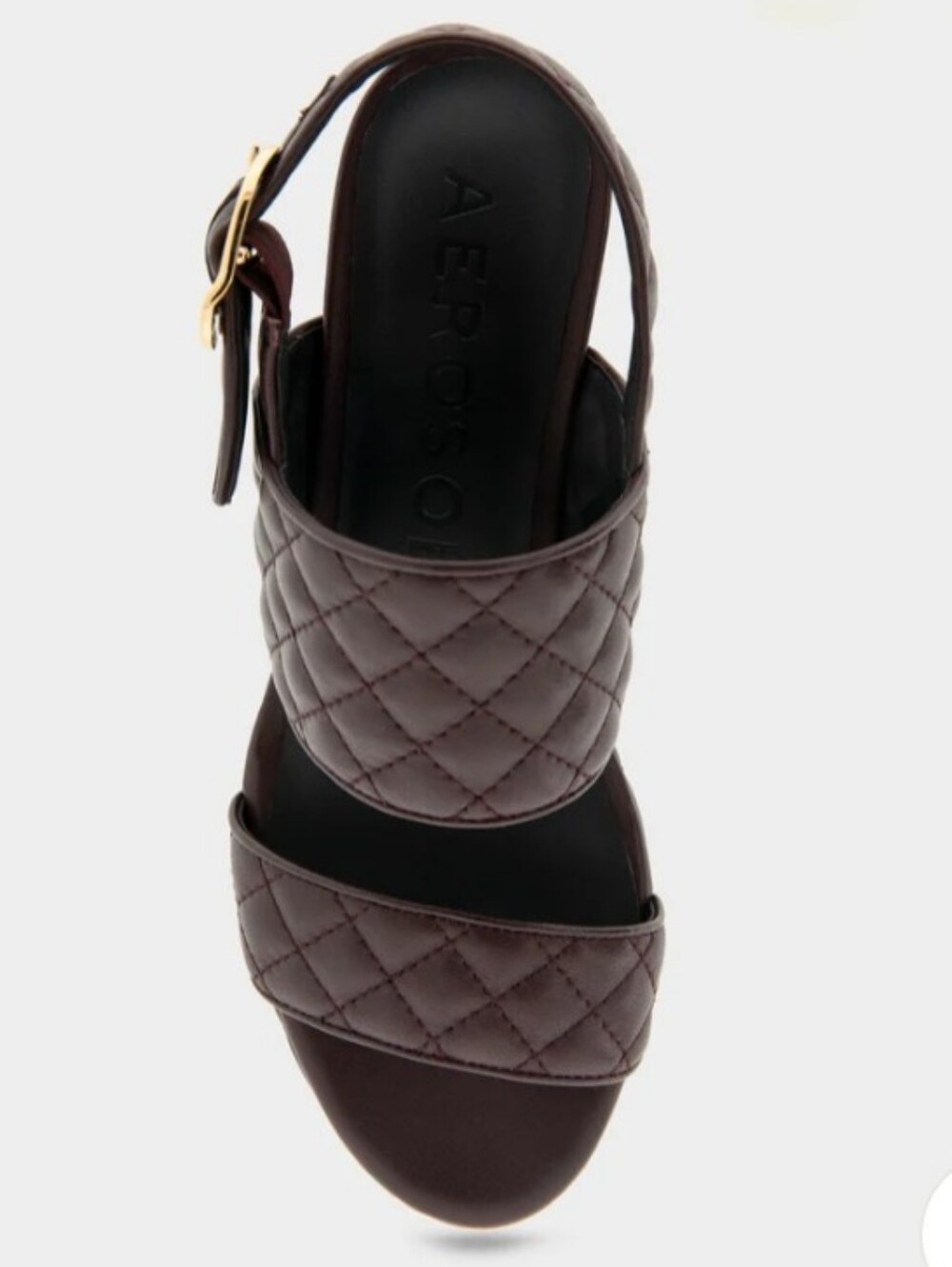 AEROSOLES Quilted Block Heel Sandal in Deep Aubergine - Picture 6 of 9